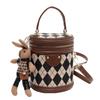 Today's popular small bags for women's spring new fashion niche messenger bags, textured rhombus portable bucket bags