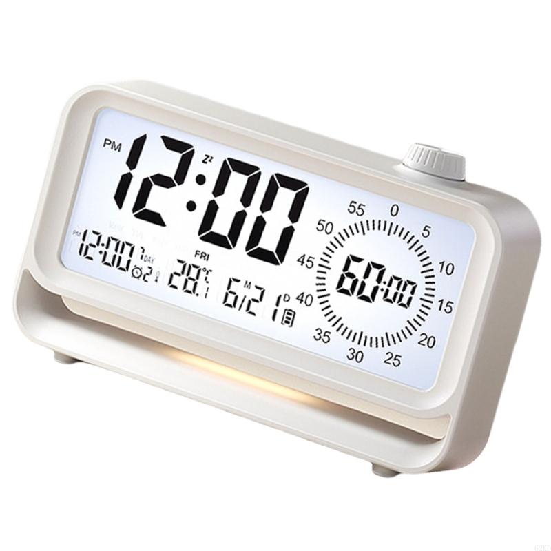 62KD Rechargeable Kids Digital Alarm Clock 60 Minutes Visual Timers LCD Display Clock with Night Light for Time Management