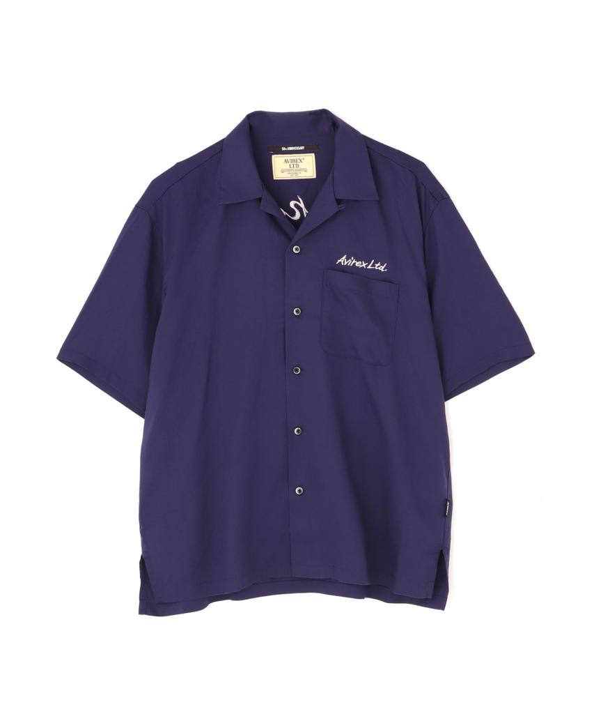 AVIREX Double Dragon Souvenir Short Sleeve Size Shirt, Men's Shirt, 2XL, 080, Purple, 783-5123013