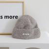 Japanese Simple Letter Pattern Labeling Knitted Hat for Women In Autumn and Winter New Warm and Thickened Cold Hat Showing A Small Face