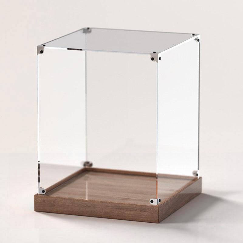Wooden Bottom Storage Box Window Acrylic Toy Gundam Building Block Box Glue-Free Dust Cover