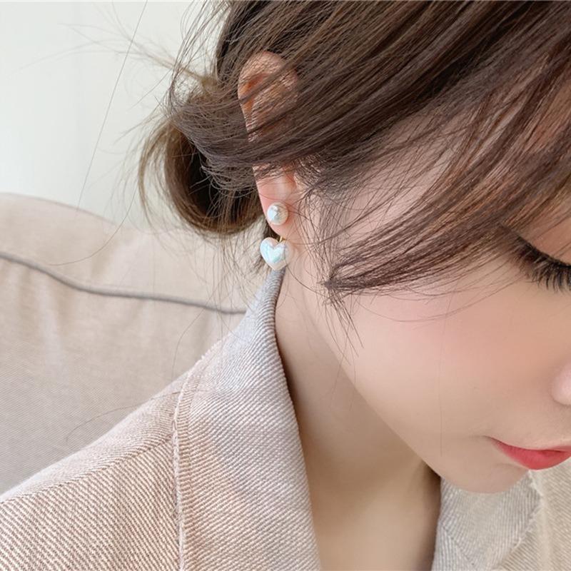 Cute Korean Earrings Heart Bling Zircon Stone Rose Gold Color Stud Earring for Women Fashion Jewelry Fine Earrings New Gift