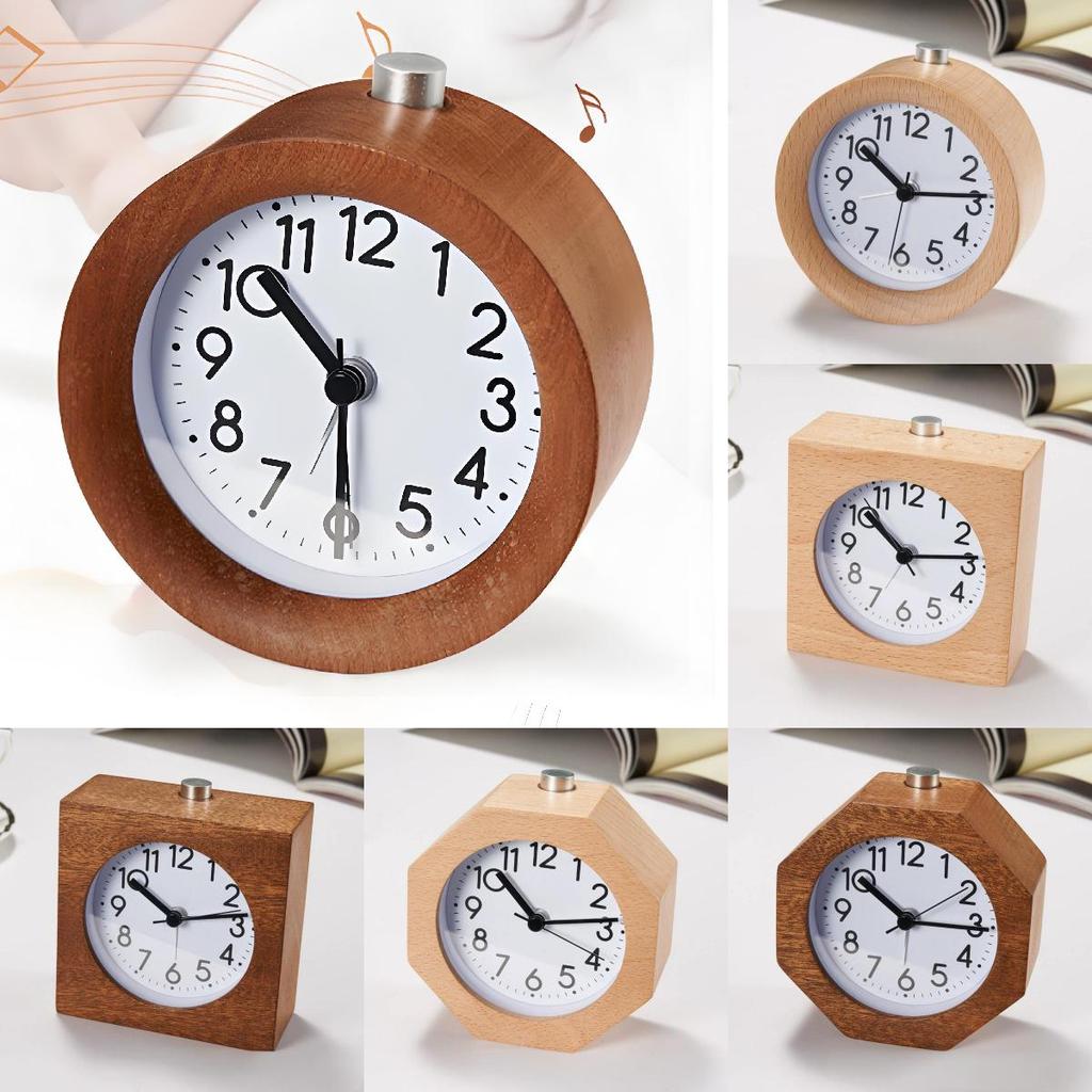 Wooden Bedside Alarm Clock With Led Display And Night Light For Students