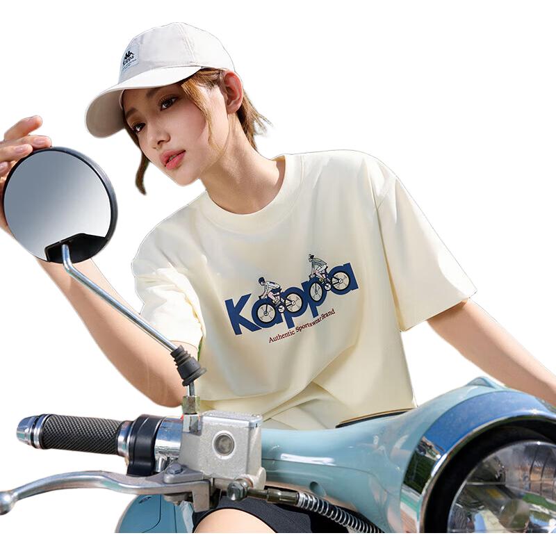 Женская спортивная футболка Kappa 2025 Лето XL слоновая кость