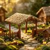 Miniature Tree House Ornament Plastic Tabletop Display Piece for Landscape Dioramas Shelf Styling and Scene Decors
