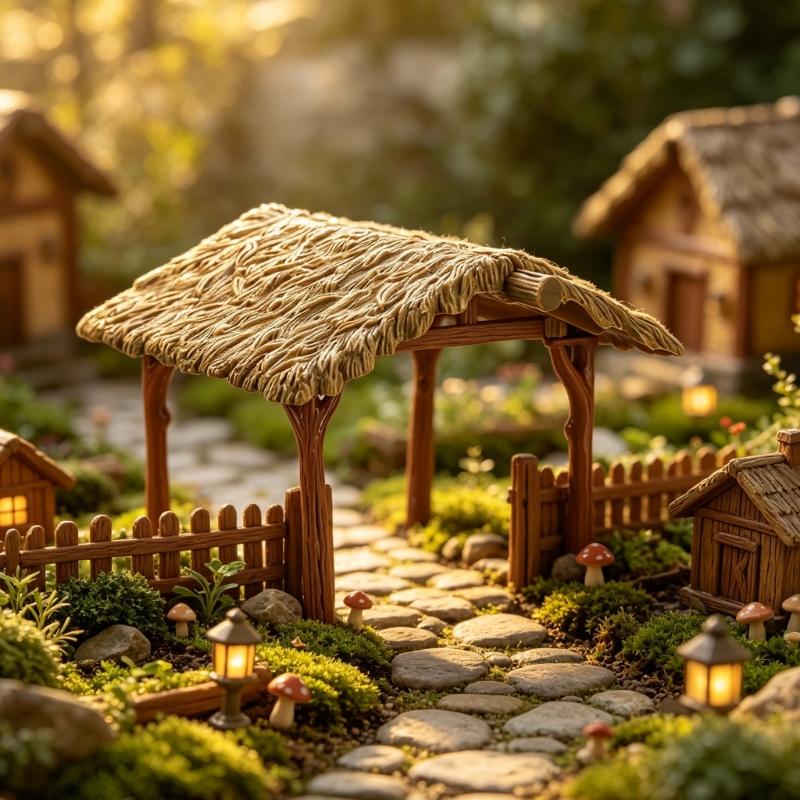 Miniature Tree House Ornament Plastic Tabletop Display Piece for Landscape Dioramas Shelf Styling and Scene Decors