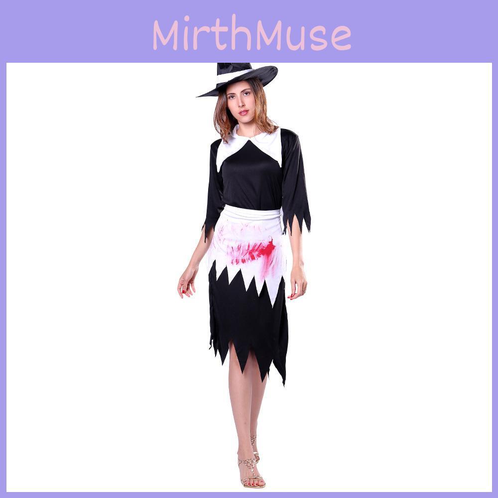 Enchanting Black And White Witch Costume For Women Perfect For Halloween Parties And Stage Performances