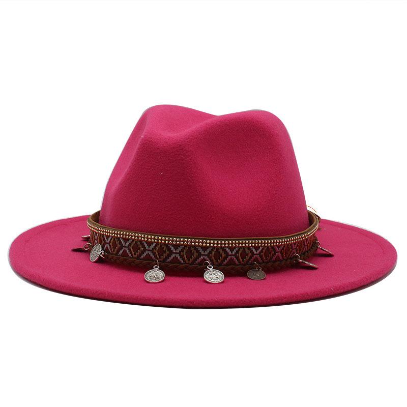 Woolen Jazz Minority Style Top Hat Women'S Retro Flat-Brimmed Big Eaves Hat