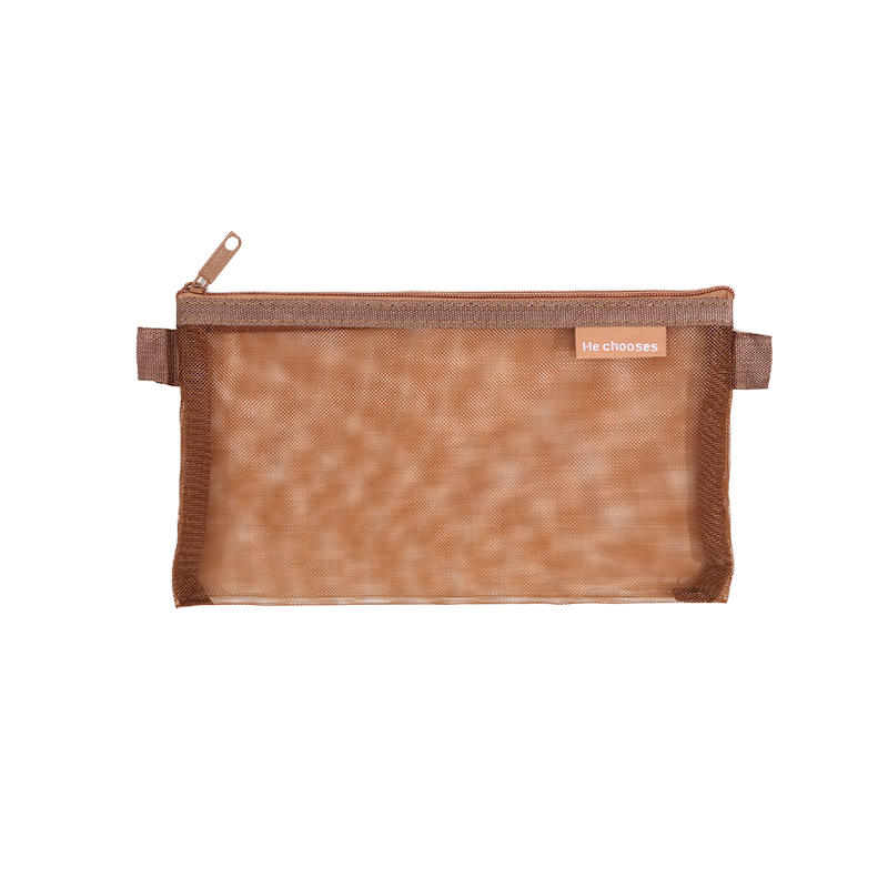 Simple Transparent Mesh Office Student Pencil Cases Nylon School Supplies Pen Box