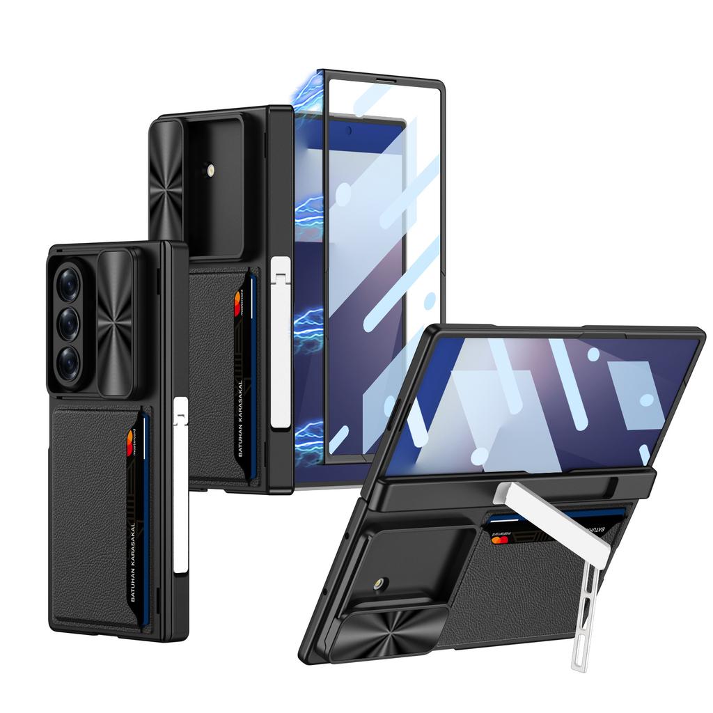 Suitable for Samsung Z Fold7 Mobile Phone Case Folding Screen Business Leather Card Bag Push Window Magnetic Suction Protection Case