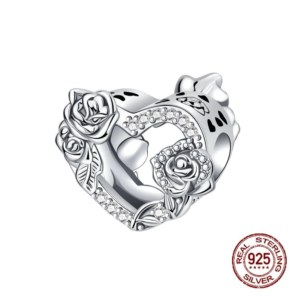 925 Silver Golden Charm Crown Family Tree Safety Chain Hollow Beads for Women DIY Bracelets Jewelry