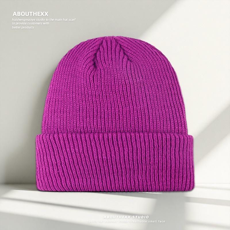 Solid Color Simple Knitted Hat for Women Autumn and Winter Warm Woolen Hat New Pullover Hat  Versatile Cold Hat for Men