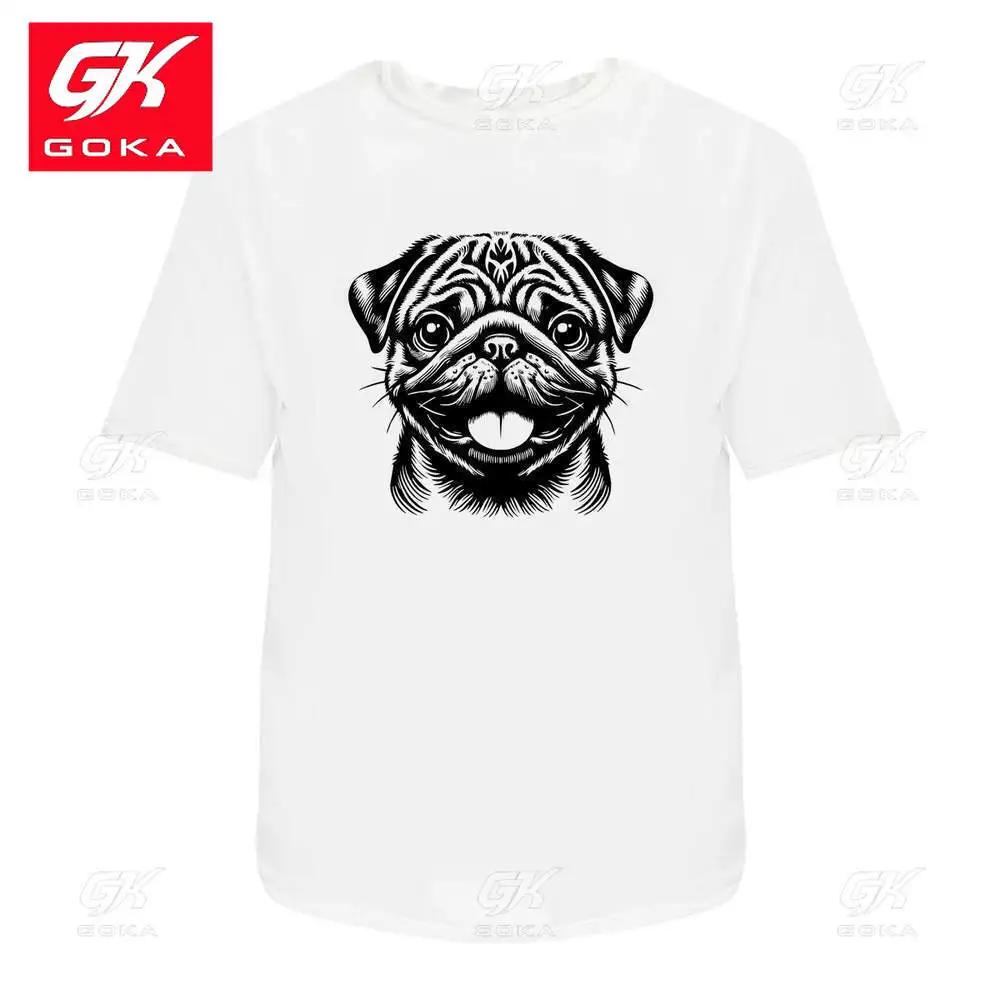 

Pug Portrait Unisexs Womens Cotton TShirts Graphic Clothing Short Sleeve Vintage Tops Printed Unisex Y2K Clothes Classic T Shirt S