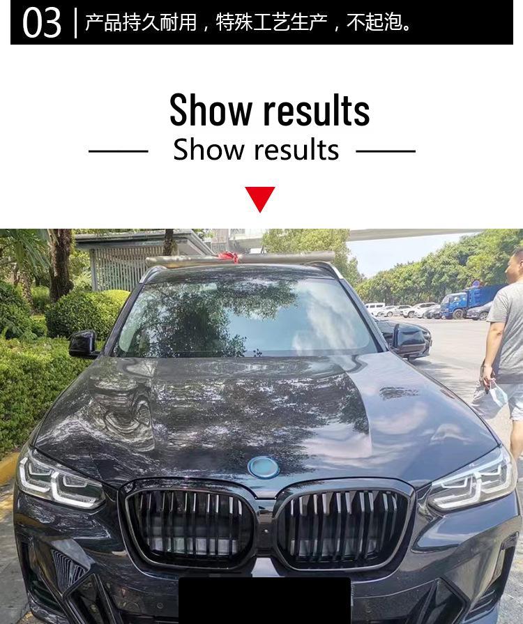22 BMW iX3 Double-Line Bright Black Carbon Fiber Front Grille Replacement - No Polishing Needed