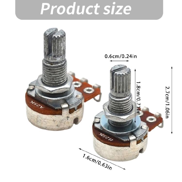 5Pcs 25K A/B 18mm Pots Shaft Guitar Potentiometers Replacement Volumes Tone Guitar Pot Electric Guitars Control Pot