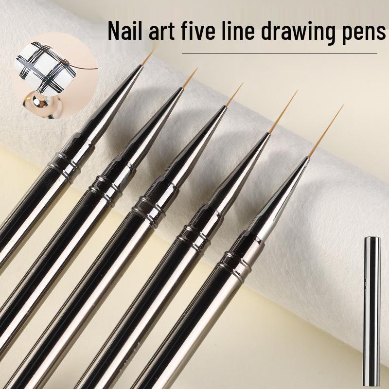 

5-Piece Ultra-Fine Nail Art Liner Brush Set with Metal Handles