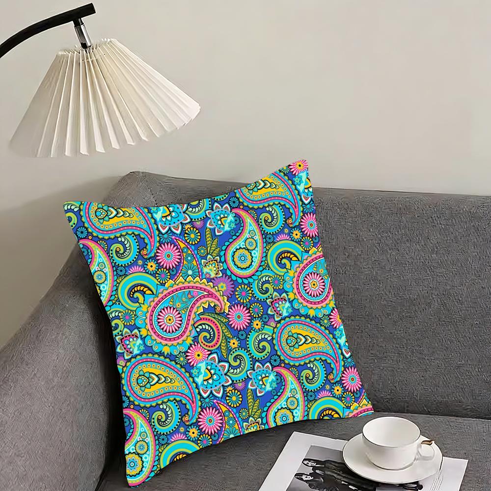 Painted Design PPaisleyS ART Cushion Cover Pillowcase Ultra Soft Skin Friendly Fabric Cloud Like Comfort Concealed Zipper