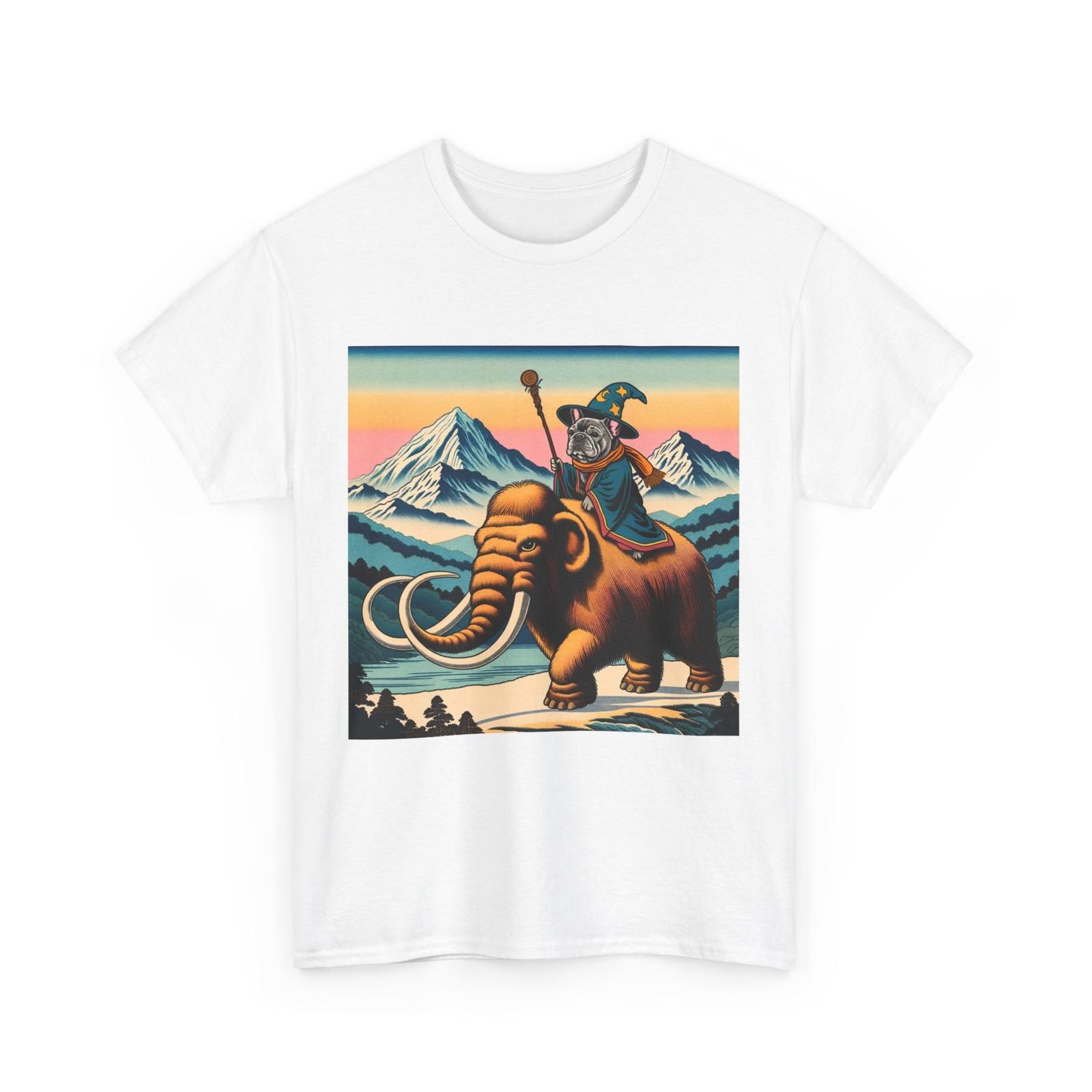 Unisex Adult T Shirt French Bulldog Wizard Riding Wooly Mammoth Funny Dog Tee S разноцветный