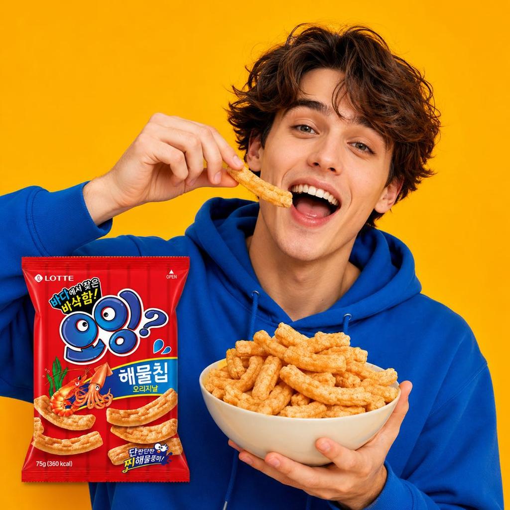 Lotte Squid & Shrimp Flavored Crisp Sticks 75g 6pack