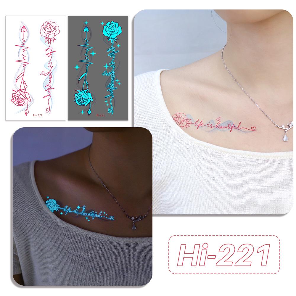 Rikaron Waterproof Luminous Butterfly Tattoo Stickers - Long-lasting, Realistic, Simple Japanese Washable Design for Dopamine Aesthetic.