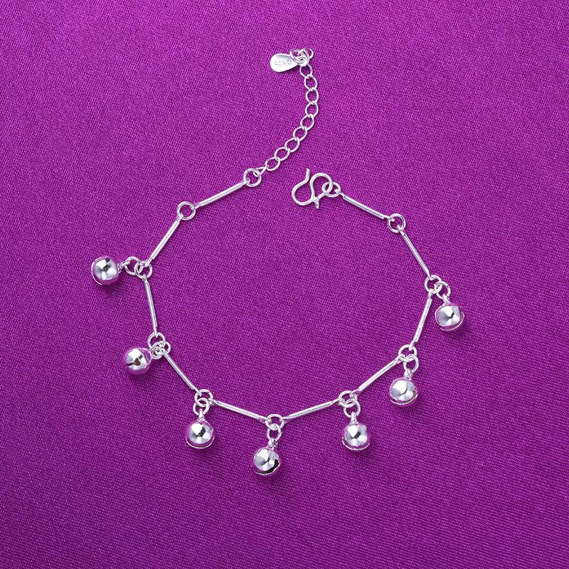 Korean Handmade Bamboo Section Silver-Plated Bracelet & Anklet with Small Bell for Women