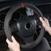 Suede Leather Braid Car Steering Wheel Cover - Universal 38cm DIY Hand-stitched Handle Cover,Car Accessories Steering Wheel Case