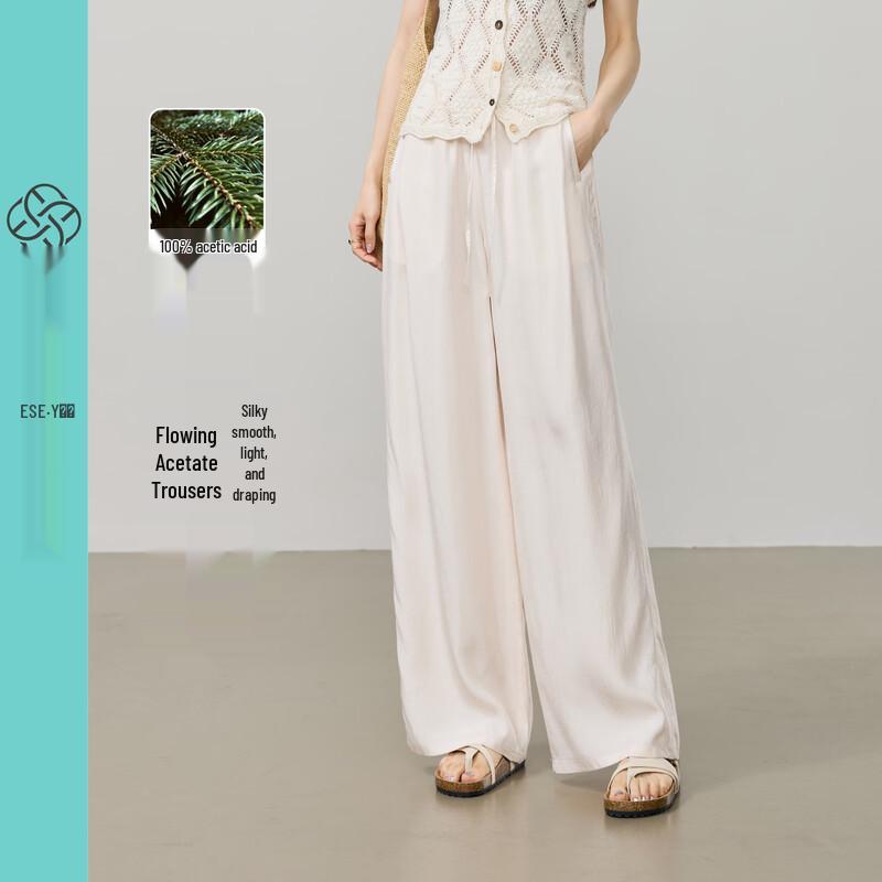 

Women s ESE-Y100% Eastman Acetate Wide-Leg Ice Silk Pants 32