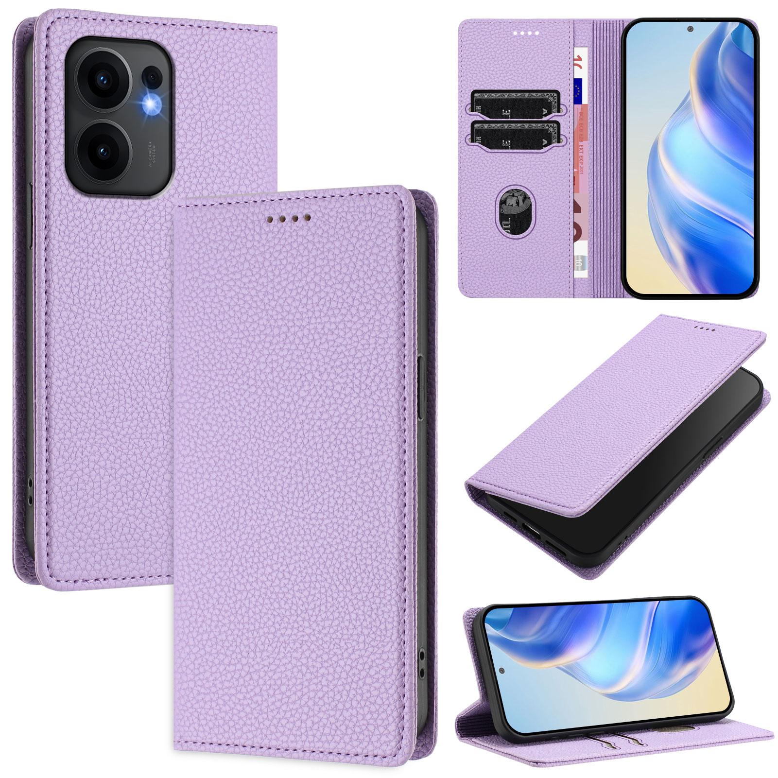 

For Oppo Reno13 F 5G Wallet Case RFID Blocking Litchi Texture Leather Mobile Cover Light Purple