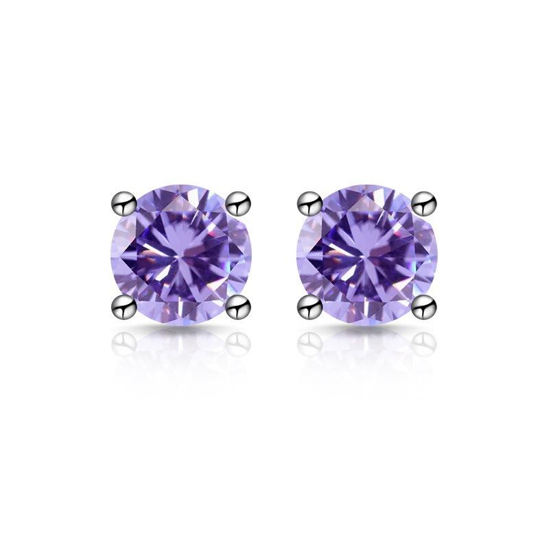 1 Carat Silver-plated S925 Stud Earrings, Four-claw Colored Diamond Earrings, Light Luxury Earrings 2026.