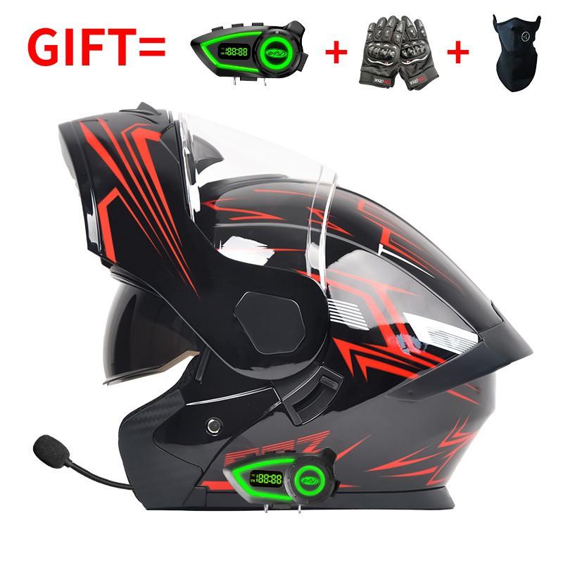 DOT Certified Full Face Motorcycle Helmet With Flip-Up Visor Dual Lens Bluetooth Compatible All Season Unisex