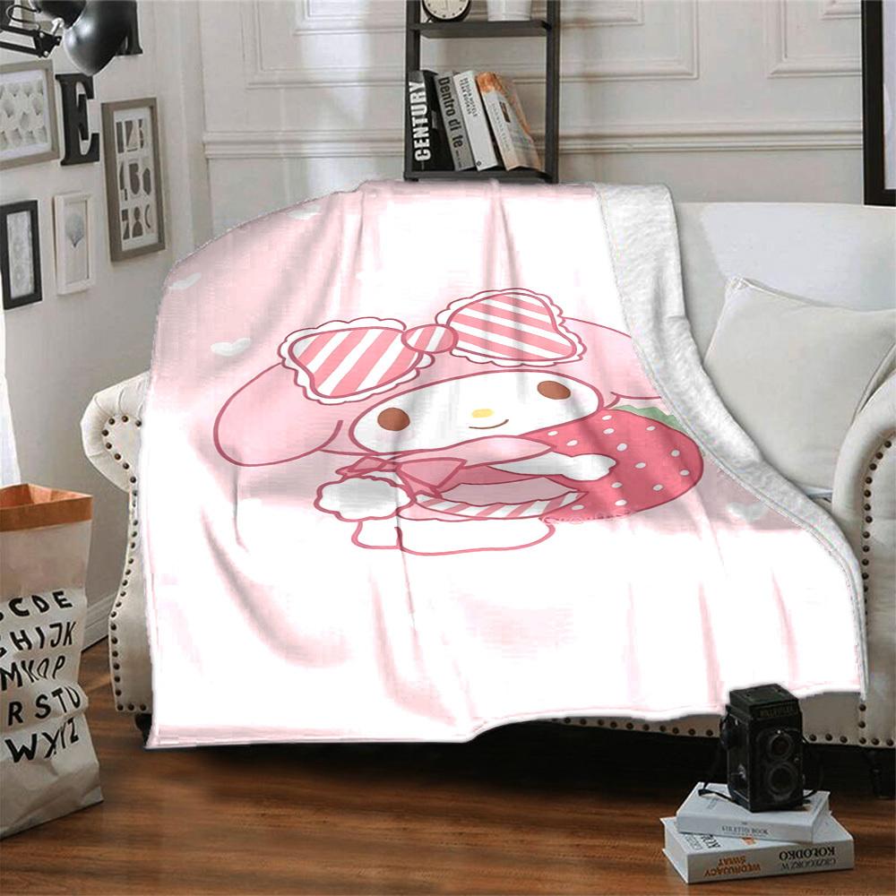 1pc strawberry my melody blanket Lightweight Flannel Throw for Sofa Bed Travel Camping Livingroom Office Couch Chair