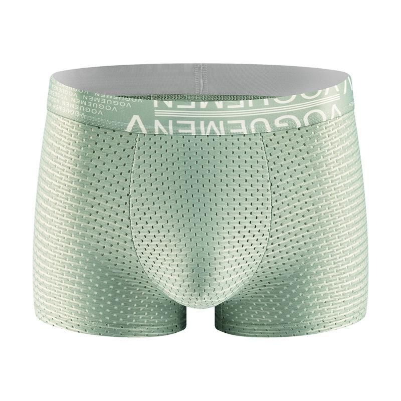 Men's Ice Silk Mesh Boxer Briefs - Thin, Breathable, Solid Color, Comfortable Underwear