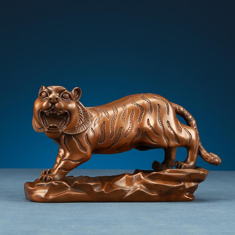 Red Chinese Zodiac Copper Handicraft Equipment Ornaments Mountain Tiger Home Furnishing