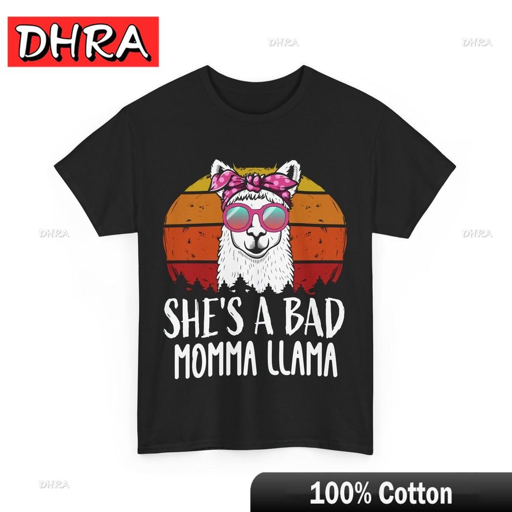 She's A Bad Momma Llama Shirt Llama Animals Lovers Women Mom Shirt Edgy Tshirts Stylish Creative Chic Top Printed Aesthetic