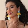 Exaggerated Big Fluffy Fabric Flower Beads Pendant Earrings for Women Trendy Wedding Drop Earring 2023 Bohemia Jewelry Accessory