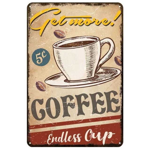 Vintage Drink Coffee Metal Tin Sign  Wall Decoration Plaque for Man Cave Home Cafe Garden Club Bar  Retro Iron Art Poster