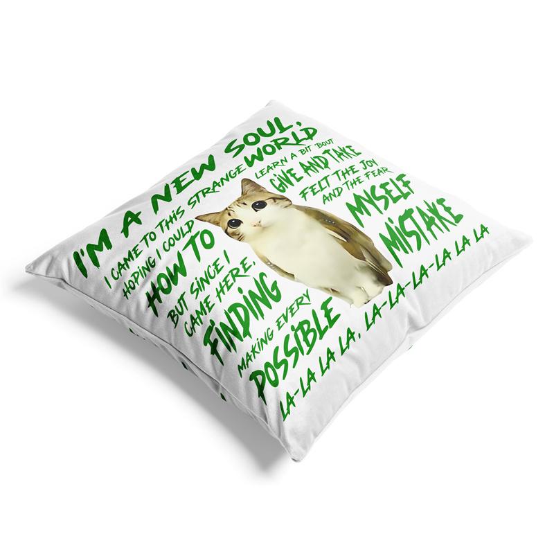 Aertemisi Meowl Cat Owl Funny Meme Pillow Cover Brainrot Gen Z Joke Meme New Souls Cushion Case Throw Pillow Cover