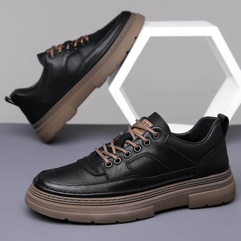 Men's Leather Shoes Casual Luxury Lace Up Oxfords Shoes Block Shoes  Fashion Breathable Classic Loafers Zapatos Hombre
