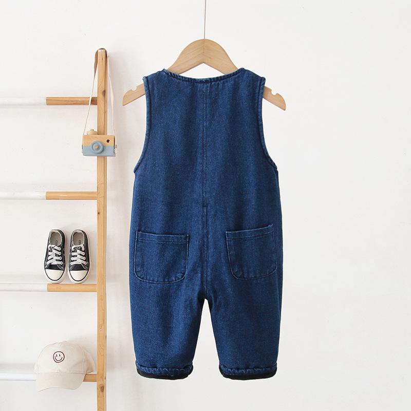 2025 Winter Koreanische Kinder Fleece Denim Latzhose - Stilvoller Jumpsuit für Jungen & Mädchen