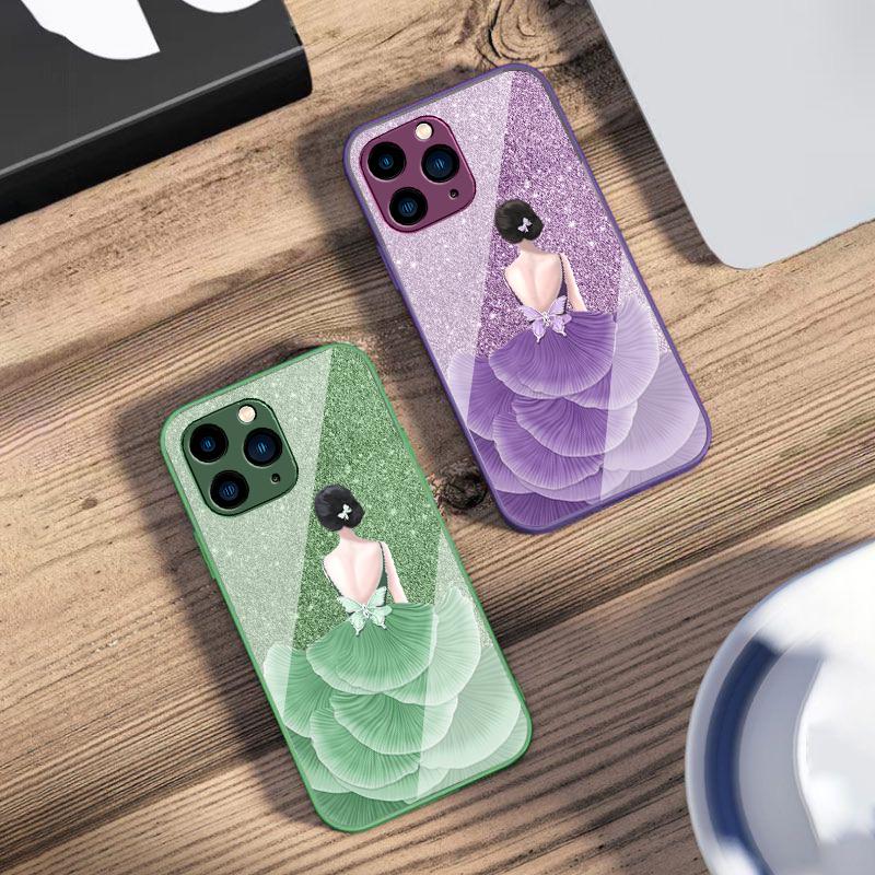 Flower Girl Colorful For IPhone 16 Pro Max 15 Pro 14 13 12 Mini 11 XS Max XR 7 8 Plu SE 2022 Tempered Glass Phone Case