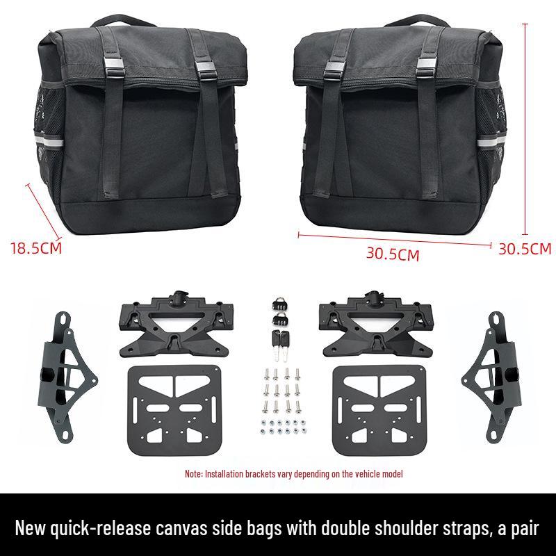 Kaiyue 500F Motorcycle Side Bag: Waterproof Canvas & Leather Quick-Release Accessory