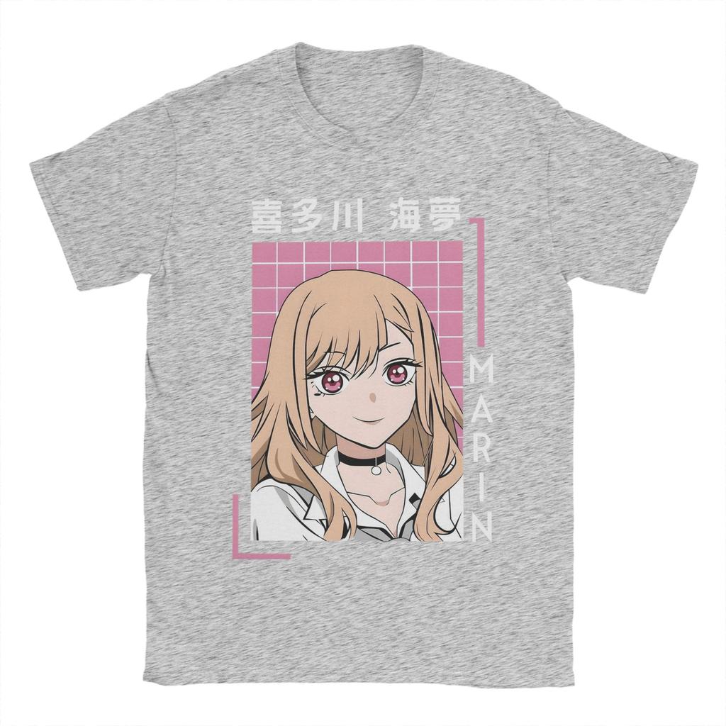 Marin Kitagawa T-Shirt Men My Dress-Up Darling Anime Vintage 100% Cotton Tees Crew Neck Short Sleeve T Shirts Unique Clothes