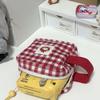 Women's Red Plaid Large-Capacity Makeup Bag – Cute Mini Storage for Lipstick, Camera, and Miscellaneous Items