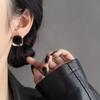 Retro Black & Gold Color Block Square Stud Earrings - High-Class Fashion Accessories for Women