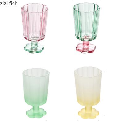 Flower-shaped Water Cup High Foot Glass Cups Ice Cream Cups Red Wine Glasses Goblet Drink Cups Juice Cup Drinkware Mugs Teacup