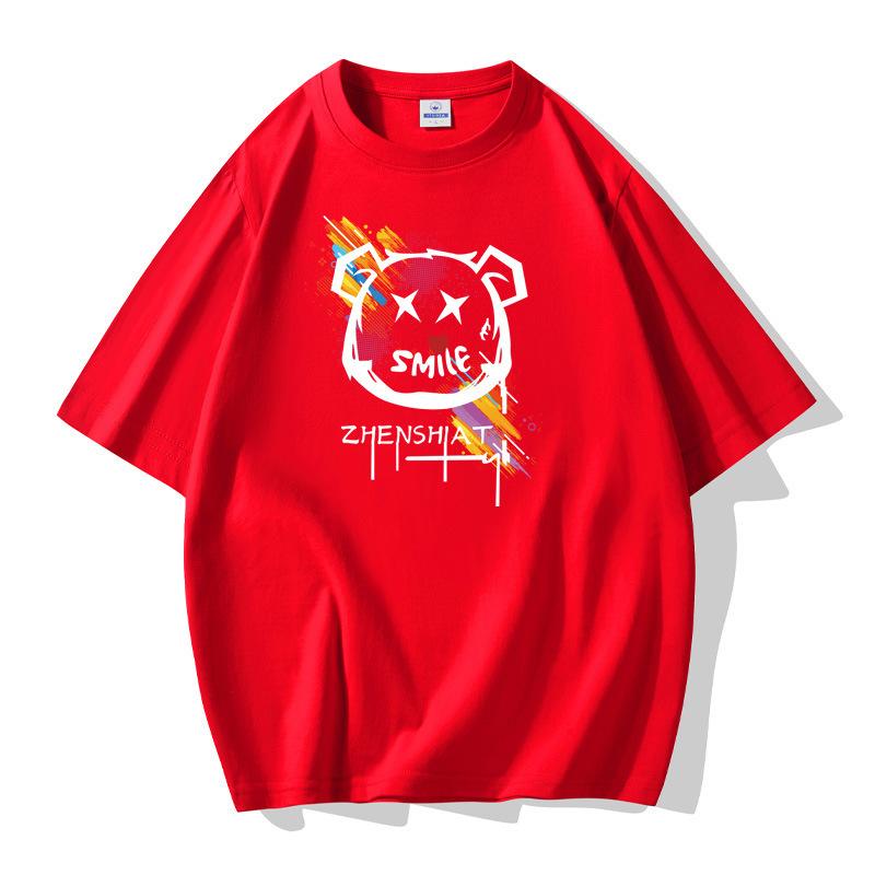 

INS Fashion Мужская футболка с короткими рукавами, 100% хлопок, повседневная футболка, большой размер S красный