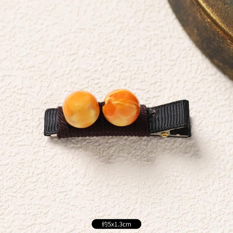 Retro Handmade Hairpin Niche Exquisite Woven Turquoise Beeswax Bangs Side Clip Tibetan Hair Jewelry