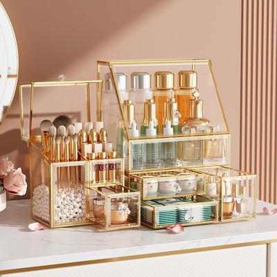 Coralhouse Makeup Box Kosmetický úložný prostor pro kosmetiku z tvrzeného skla Kosmetický box Kosmetický box Velkokapacitní úložný kosmetický box 3 vrstvy, box,