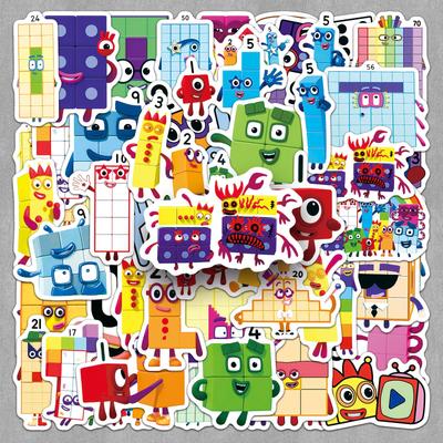 50 Numberblocks Cartoon Decorative Stickers: Fun, Creative, No Cutting Needed for Scooters & Refrigerators
