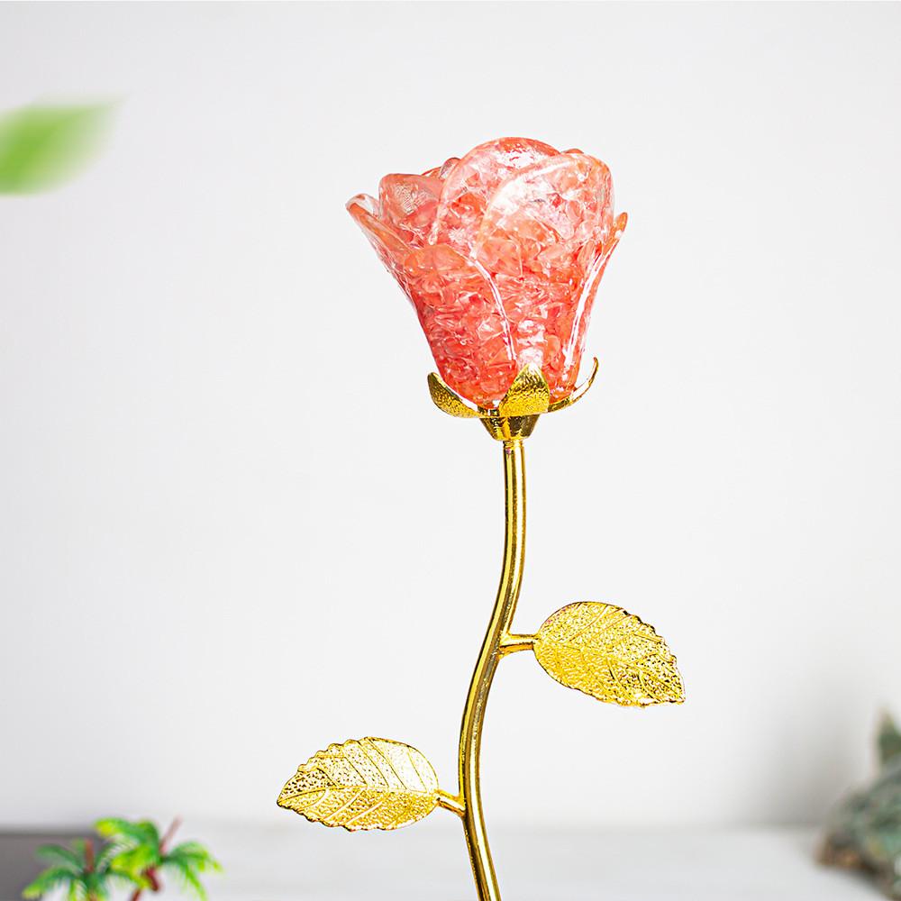 White Crystal Rose Handcrafted Crystal Wands Gift For Lovers And Couples